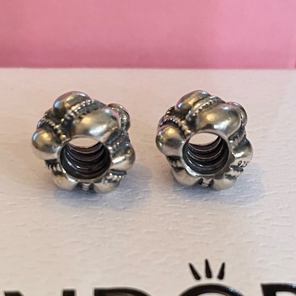 Authentic Pandora pair of journey chunky bubble charms Sterling silver - Picture 3 of 6